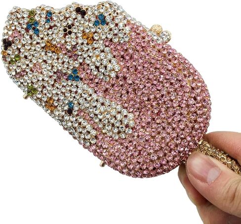 Novelty Popsicle Crystal Clutch Bag Women Icecream Evening Handbags Bridal Party Rhinestone Clutch Purse Prom Bag,Mini in Kuwait