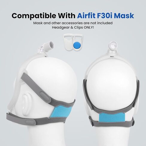 Replacement Headgear for Airfit F30i Mask, Airfit F30i Headgear Strap with Clip，Premium Adjustable Snug Fit Elastic Material, Soft and Comfort to Wear in Saudi Arabia
