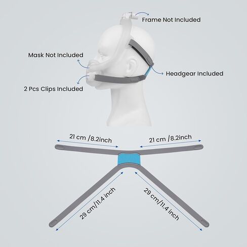 Replacement Headgear for Airfit F30i Mask, Airfit F30i Headgear Strap with Clip，Premium Adjustable Snug Fit Elastic Material, Soft and Comfort to Wear in Saudi Arabia