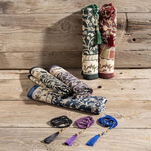 سجادة صلاة إسلامية مع خرزات صلاة إسلامية - سجادة صلاة للسفر، هدايا إسلامية للنساء، سجادة صلاة محمولة إسلامية، سجادة صلاة إسلامية للرجال والنساء، سجادة صلاة للهدايا الإسلامية، كحلي in Kuwait