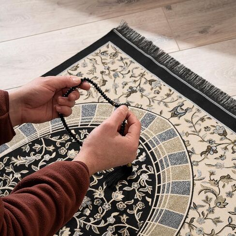 سجادة صلاة إسلامية مع خرزات صلاة إسلامية - سجادة صلاة للسفر، هدايا إسلامية للنساء، سجادة صلاة محمولة إسلامية، سجادة صلاة إسلامية للرجال والنساء، سجادة صلاة للهدايا الإسلامية، كحلي in Kuwait