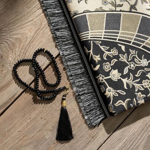 سجادة صلاة إسلامية مع خرزات صلاة إسلامية - سجادة صلاة للسفر، هدايا إسلامية للنساء، سجادة صلاة محمولة إسلامية، سجادة صلاة إسلامية للرجال والنساء، سجادة صلاة للهدايا الإسلامية، كحلي in Kuwait