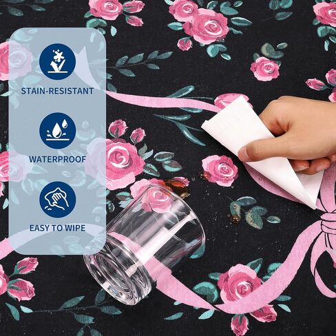 garveehome Coquette سجاد القوس الوردي والأخضر للفتيات في غرفة النوم، سجاد منطقة 5x7 لغرفة المعيشة مع كومة منخفضة ناعمة، سجادة غير قابلة للانزلاق قابلة للغسل بالزهور 5x7 لحضانة الأطفال وغرفة اللعب وغرفة الطعام وسجادة النوم الجامعي in Saudi Arabia