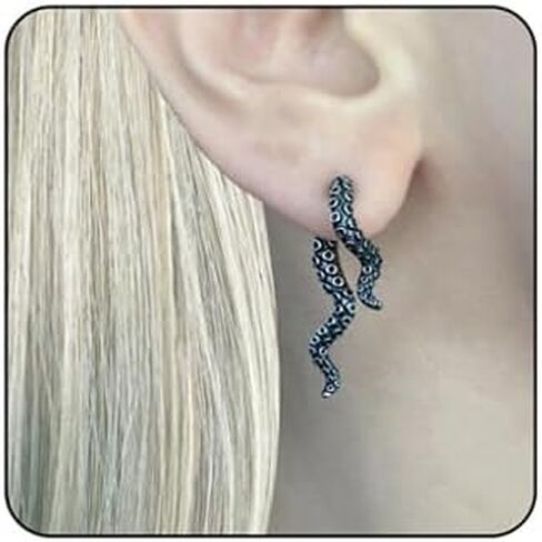 Octopus Earrings for Women Men Vintage Punk Octopus Tentacle Stud Earrings Gold Silver Black Octopus Tentacle Earrings Goth Animal Earrings Dark Style Jewelry in Saudi Arabia