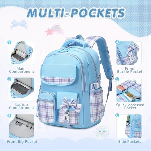 GeeWin School Backpack for Girls, Bookbags Back Pack School Bag for Teen Girl Elementary Middle School Student, Cute Stylish Plaid Girls Backpack with Matching Insulated Lunch Bag & Pencil Bag (Green) in Kuwait
