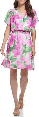 DKNY Womens Flutter Sleeve Smocked Waist Mini Dress in Saudi Arabia
