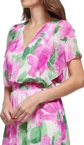 DKNY Womens Flutter Sleeve Smocked Waist Mini Dress in Saudi Arabia