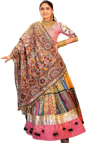 Indian Ready to wear Navratri Chaniya Choli for Women Digital Print Flared Lehenga with Stitched Blouse in Saudi Arabia