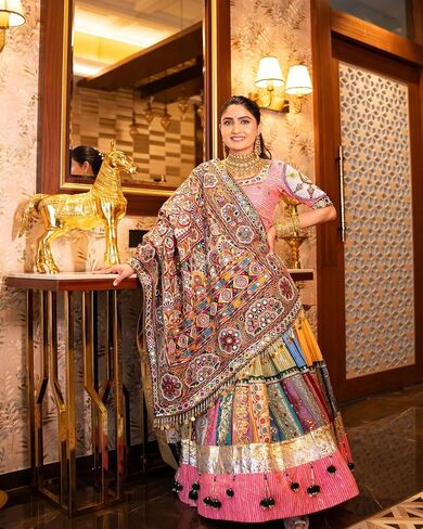 Indian Ready to wear Navratri Chaniya Choli for Women Digital Print Flared Lehenga with Stitched Blouse in Saudi Arabia