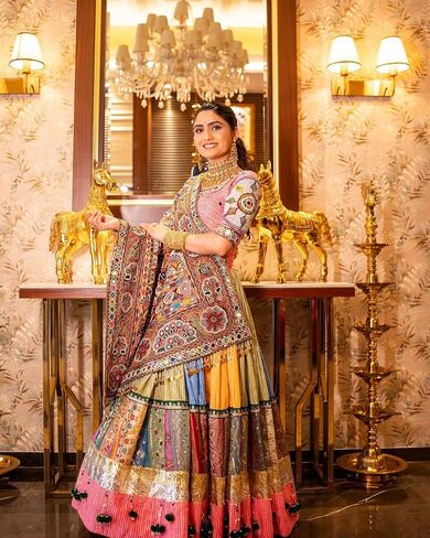 Indian Ready to wear Navratri Chaniya Choli for Women Digital Print Flared Lehenga with Stitched Blouse in Saudi Arabia