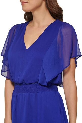 DKNY Womens Flutter Sleeve Smocked Waist Mini Dress in Saudi Arabia