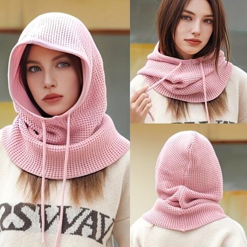 قبعة شتوية ناعمة بتصميم 2 في 1 مع إغلاق برباط، أغطية أذن سميكة معزولة للجيب الأمامي إكسسوار عيد الميلاد in Saudi Arabia