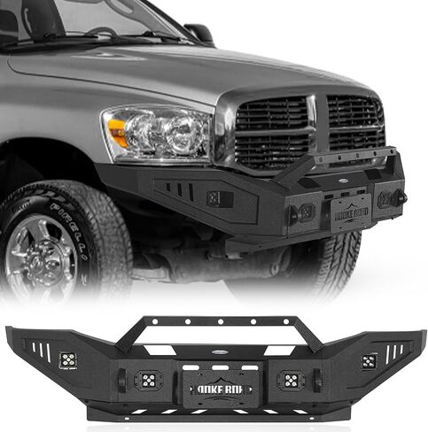Hooke Road 06-09 Ram 2500 Front Winch Bumper for Dodge Ram 2500 3500 Trucks 2006 2007 2008 2009, Offroad Bumper with Bull Bar, Skid Plate, LED Lights, D-ring Mounts in Saudi Arabia