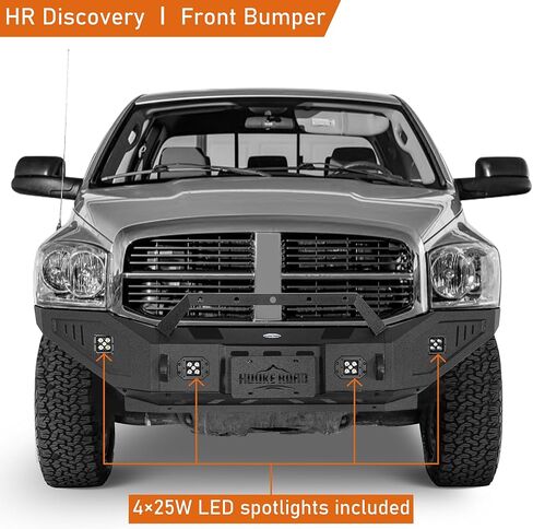 Hooke Road 06-09 Ram 2500 Front Winch Bumper for Dodge Ram 2500 3500 Trucks 2006 2007 2008 2009, Offroad Bumper with Bull Bar, Skid Plate, LED Lights, D-ring Mounts in Saudi Arabia