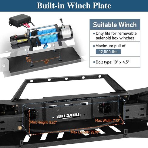 Hooke Road 06-09 Ram 2500 Front Winch Bumper for Dodge Ram 2500 3500 Trucks 2006 2007 2008 2009, Offroad Bumper with Bull Bar, Skid Plate, LED Lights, D-ring Mounts in Saudi Arabia