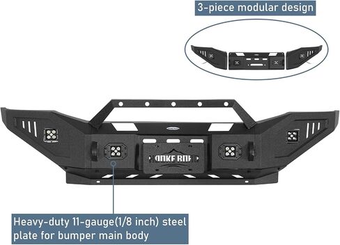 Hooke Road 06-09 Ram 2500 Front Winch Bumper for Dodge Ram 2500 3500 Trucks 2006 2007 2008 2009, Offroad Bumper with Bull Bar, Skid Plate, LED Lights, D-ring Mounts in Saudi Arabia