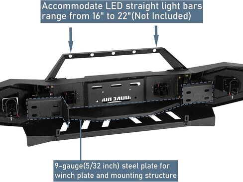 Hooke Road 06-09 Ram 2500 Front Winch Bumper for Dodge Ram 2500 3500 Trucks 2006 2007 2008 2009, Offroad Bumper with Bull Bar, Skid Plate, LED Lights, D-ring Mounts in Saudi Arabia