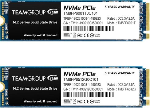 TEAMGROUP MP33 512GB 10 Pack SLC Cache 3D NAND TLC NVMe 1.3 PCIe Gen3x4 M.2 2280 محرك الحالة الصلبة الداخلي SSD (قراءة/كتابة 1,700/1,400 ميجابايت/ثانية) متوافق مع الكمبيوتر المحمول والكمبيوتر المكتبي TM8FP6512G0C1P2 in Kuwait