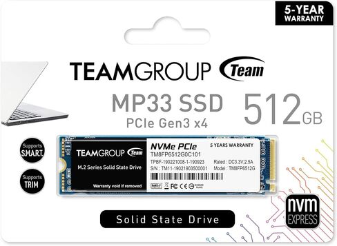 TEAMGROUP MP33 512GB 10 Pack SLC Cache 3D NAND TLC NVMe 1.3 PCIe Gen3x4 M.2 2280 محرك الحالة الصلبة الداخلي SSD (قراءة/كتابة 1,700/1,400 ميجابايت/ثانية) متوافق مع الكمبيوتر المحمول والكمبيوتر المكتبي TM8FP6512G0C1P2 in Kuwait
