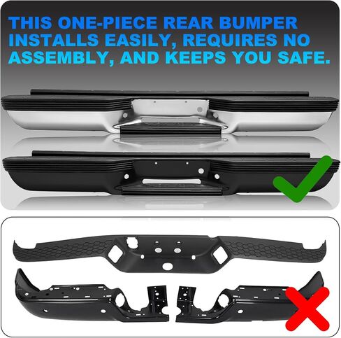 SOCKIR Rear Step Bumper Assembly Fit for 1998-2004 Chevy S10 / GMC Sonoma Fleetside One-piece Molding Anti-Rust Coating Chrome in Saudi Arabia