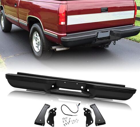 SOCKIR Rear Step Bumper Assembly Fit for 1998-2004 Chevy S10 / GMC Sonoma Fleetside One-piece Molding Anti-Rust Coating Chrome in Saudi Arabia