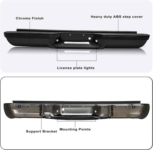 SOCKIR Rear Step Bumper Assembly Fit for 1998-2004 Chevy S10 / GMC Sonoma Fleetside One-piece Molding Anti-Rust Coating Chrome in Saudi Arabia