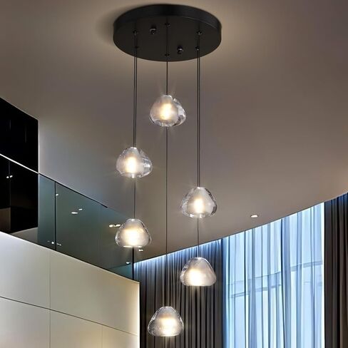 20-Light Crystal Chandelier, Modern Black High Ceiling Light with Adjustable Bubble Shades, Large Foyer Staircase Chandelier for High Ceilings, Entryway, and Living Room in Saudi Arabia