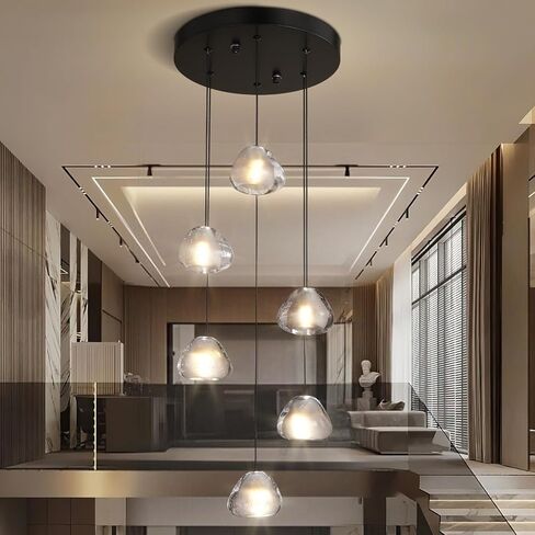 20-Light Crystal Chandelier, Modern Black High Ceiling Light with Adjustable Bubble Shades, Large Foyer Staircase Chandelier for High Ceilings, Entryway, and Living Room in Saudi Arabia