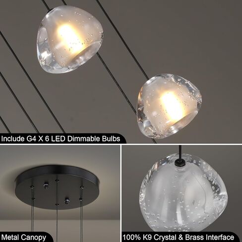 20-Light Crystal Chandelier, Modern Black High Ceiling Light with Adjustable Bubble Shades, Large Foyer Staircase Chandelier for High Ceilings, Entryway, and Living Room in Saudi Arabia