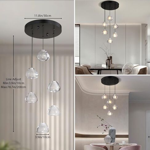20-Light Crystal Chandelier, Modern Black High Ceiling Light with Adjustable Bubble Shades, Large Foyer Staircase Chandelier for High Ceilings, Entryway, and Living Room in Saudi Arabia
