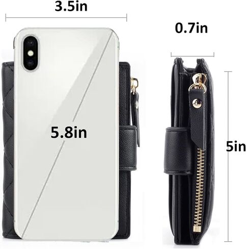 WEILIAN Small Black Wallet for Women Faux Leather RFID Blocking Slim Bifold Wallet Ladies Wallets with Card Slots and Zip Coin Compartment in Saudi Arabia