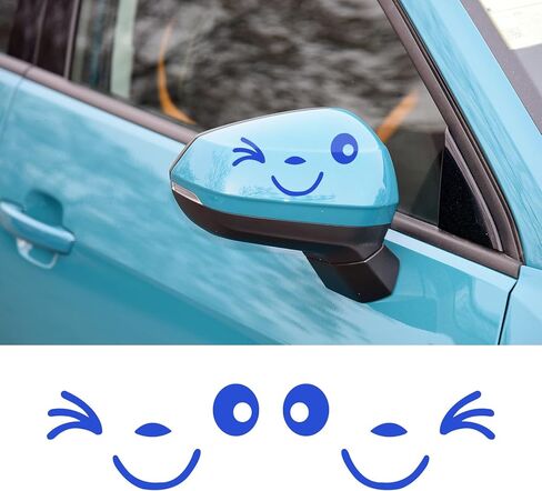 1 Pair Cute Smile Face 3D Decal Stickers for Auto Side Mirrors L+R, Rearview Mirrors Stickers, Fit All Cars (Black) in Saudi Arabia