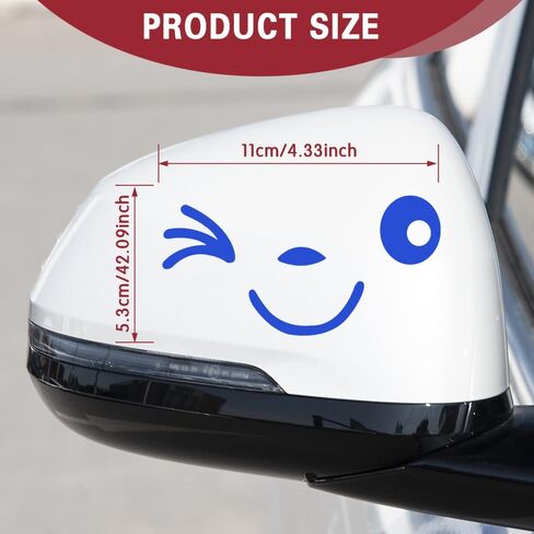 1 Pair Cute Smile Face 3D Decal Stickers for Auto Side Mirrors L+R, Rearview Mirrors Stickers, Fit All Cars (Black) in Saudi Arabia