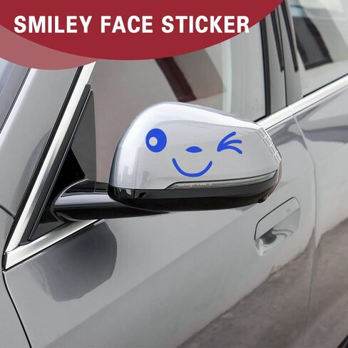 1 Pair Cute Smile Face 3D Decal Stickers for Auto Side Mirrors L+R, Rearview Mirrors Stickers, Fit All Cars (Black) in Saudi Arabia