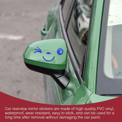 1 Pair Cute Smile Face 3D Decal Stickers for Auto Side Mirrors L+R, Rearview Mirrors Stickers, Fit All Cars (Black) in Saudi Arabia