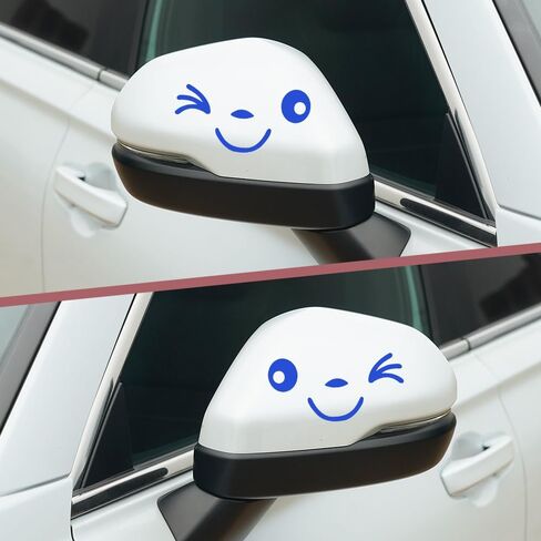 1 Pair Cute Smile Face 3D Decal Stickers for Auto Side Mirrors L+R, Rearview Mirrors Stickers, Fit All Cars (Black) in Saudi Arabia
