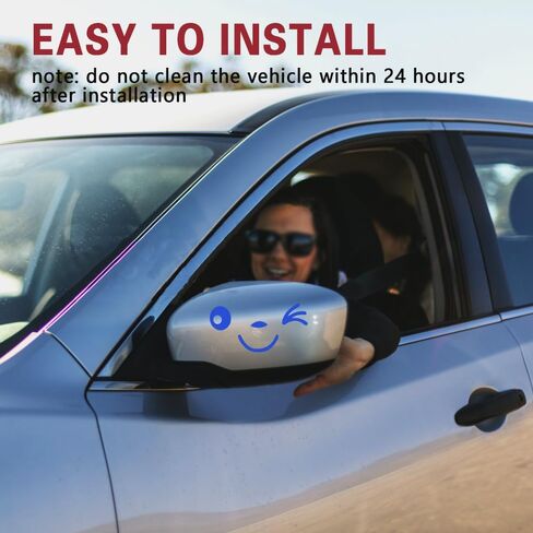 1 Pair Cute Smile Face 3D Decal Stickers for Auto Side Mirrors L+R, Rearview Mirrors Stickers, Fit All Cars (Black) in Saudi Arabia
