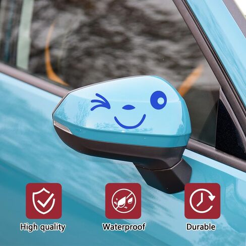 1 Pair Cute Smile Face 3D Decal Stickers for Auto Side Mirrors L+R, Rearview Mirrors Stickers, Fit All Cars (Black) in Saudi Arabia