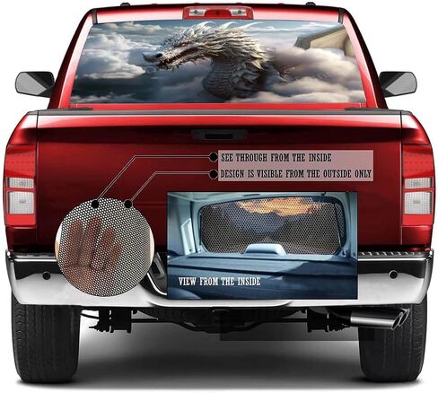 Glam Cool Dragon Pickup Truck Decals Rear Window, Fantasy Clouds Animal Automotive Decals and Graphics Rear Window Decals for Trucks, Car Window Decal Sticker 66 x 22 inch in Saudi Arabia