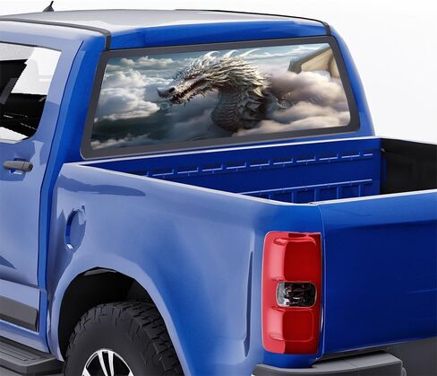 Glam Cool Dragon Pickup Truck Decals Rear Window, Fantasy Clouds Animal Automotive Decals and Graphics Rear Window Decals for Trucks, Car Window Decal Sticker 66 x 22 inch in Saudi Arabia