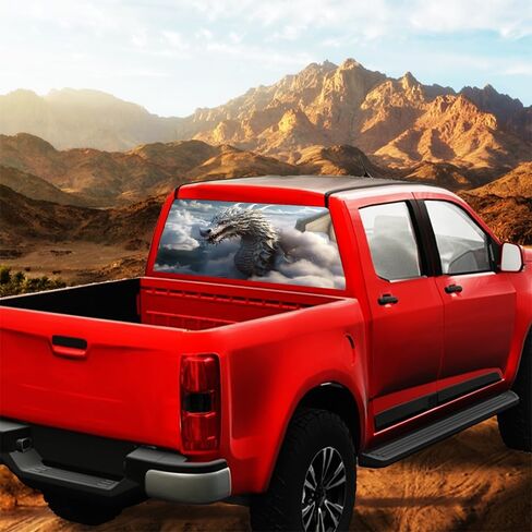 Glam Cool Dragon Pickup Truck Decals Rear Window, Fantasy Clouds Animal Automotive Decals and Graphics Rear Window Decals for Trucks, Car Window Decal Sticker 66 x 22 inch in Saudi Arabia