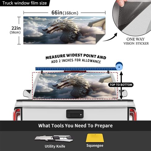 Glam Cool Dragon Pickup Truck Decals Rear Window, Fantasy Clouds Animal Automotive Decals and Graphics Rear Window Decals for Trucks, Car Window Decal Sticker 66 x 22 inch in Saudi Arabia
