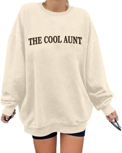 Aunt Sweatshirts For Women Auntie Sweatshirt The Cool Aunt Sweater Auntie Gifts Sweaters Embroidered Crewneck Tops in Saudi Arabia