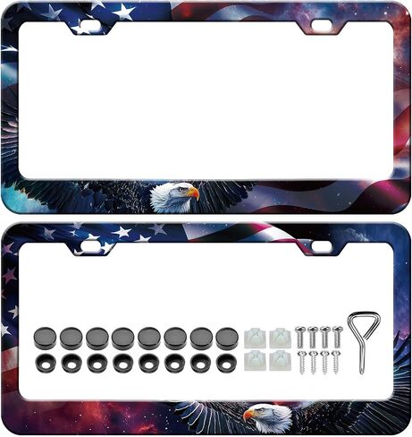 Black Leopard Cheetah Print License Plate Frames - 2 Pack Front Rear Animal Print License Plate Holder Covers, Aluminum Metal Rust-Proof Waterproof Car Tag Frame with Screws Fasteners Caps in Saudi Arabia