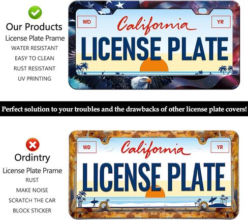 Black Leopard Cheetah Print License Plate Frames - 2 Pack Front Rear Animal Print License Plate Holder Covers, Aluminum Metal Rust-Proof Waterproof Car Tag Frame with Screws Fasteners Caps in Saudi Arabia
