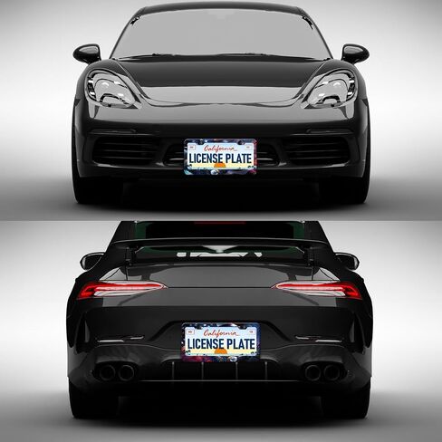 Black Leopard Cheetah Print License Plate Frames - 2 Pack Front Rear Animal Print License Plate Holder Covers, Aluminum Metal Rust-Proof Waterproof Car Tag Frame with Screws Fasteners Caps in Saudi Arabia