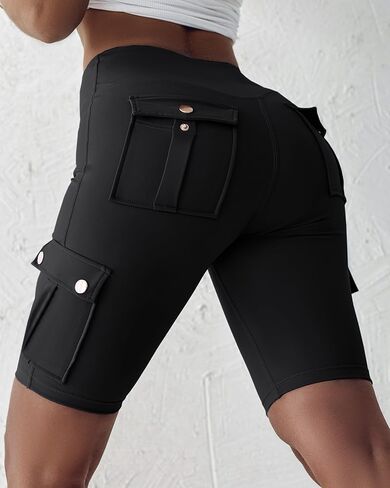 ​​Womens Tummy Control Butt Lifting Active Pants with Flap Pocket High Waist Stretchy Cargo Summer Causal Daily Yoga Workout in Saudi Arabia