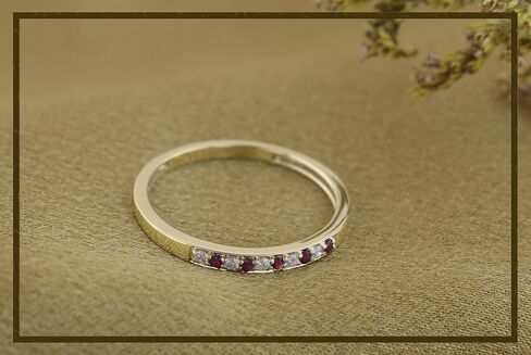 Dazzlingrock Collection Round Ruby & White Diamond Alternate Stone Wedding Band for Women in 10K Solid Gold in Saudi Arabia