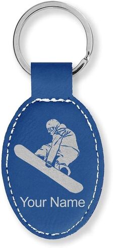 LaserGram Oval Keychain, Snowboarder Man, Personalized Engraving Included (Dark Blue) in Saudi Arabia