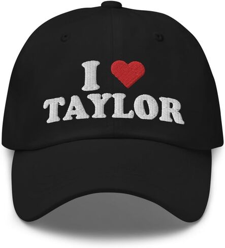 قبعة I Love Taylor مطرزة بتصميم منحني وملاءمة مريحة وتاج منخفض قابل للتعديل in Kuwait